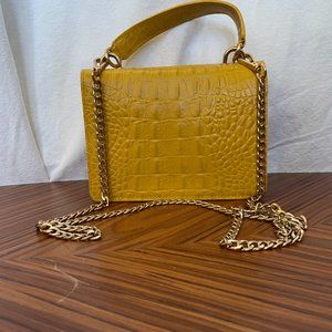 Real Leather Yellow & Gold Cross Body Mini Bag - NWOT